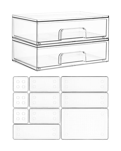 Vtopmart Black Small Stackable Storage Drawers for Cologne Organizer