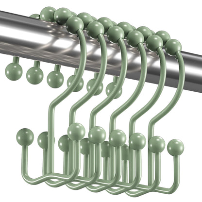 Titanker Shower Curtain Hooks Rings, Rust Resistant Metal Double Glide Shower Hooks Rings for Bathroom Shower Rods Curtains, Set of 12 Hooks - Nickel