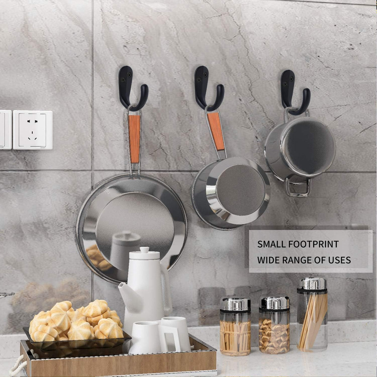 IBosins 15PCS Coat Hooks Wall Mounted Black Single Prong Robe Hook