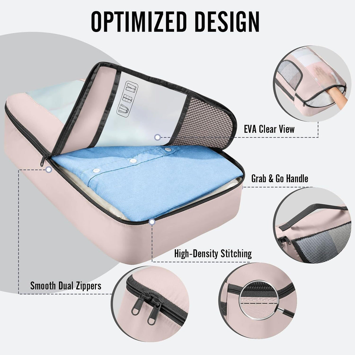 Veken 8 Set Packing Cubes for Travel Essentials, Suitcase Organizer Bags in 4 Sizes, Carry-On Luggage Accessories with Laundry Bag, Airplane Must Have, Gifts for Women Men