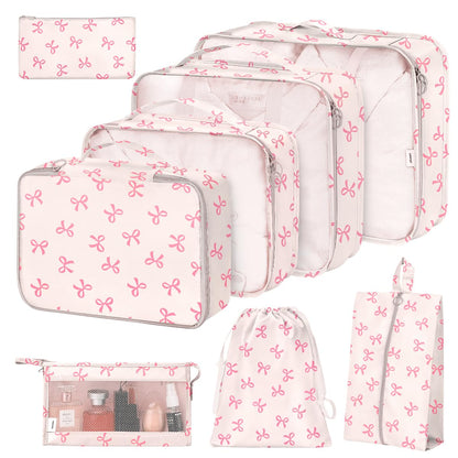 8 Set Packing Cubes for Suitcases,Packing Cube with Shoe, Cosmetics, Clothing, and Accessories Bags Packing Cubes for Travel Luggage Organizer Women Men(Khaki Checkered)