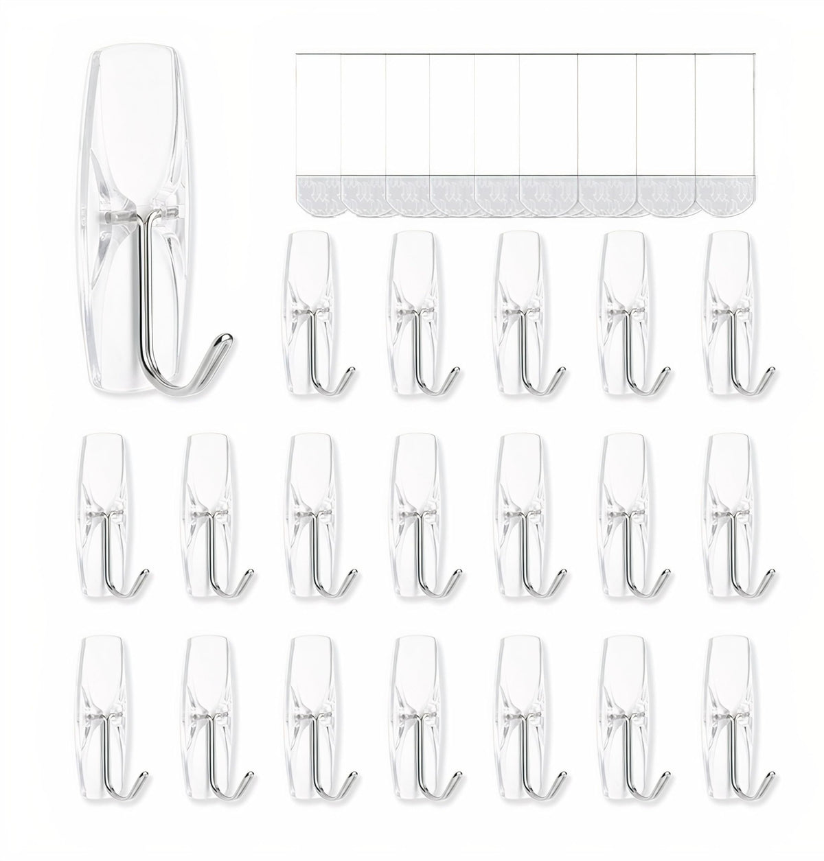MOVELYST White Wall Hooks for Hanging, 32 Hooks+40 Strips, Value Pack (S)