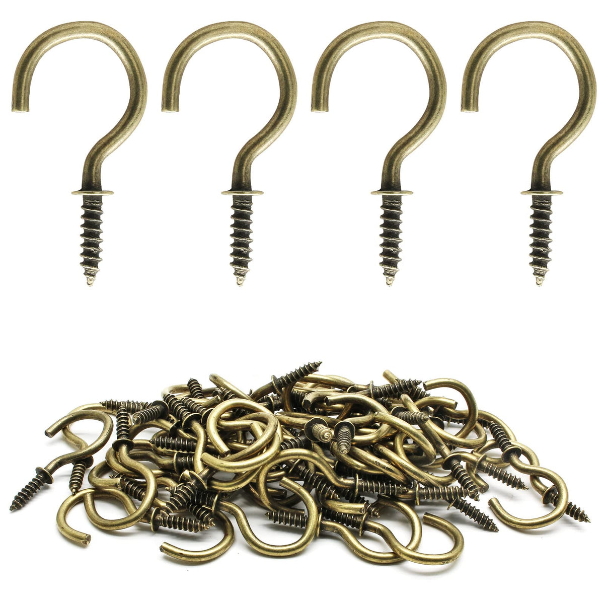 Biaungdo 1/2" Ceiling Cup Hooks, Gold, 100 Pcs