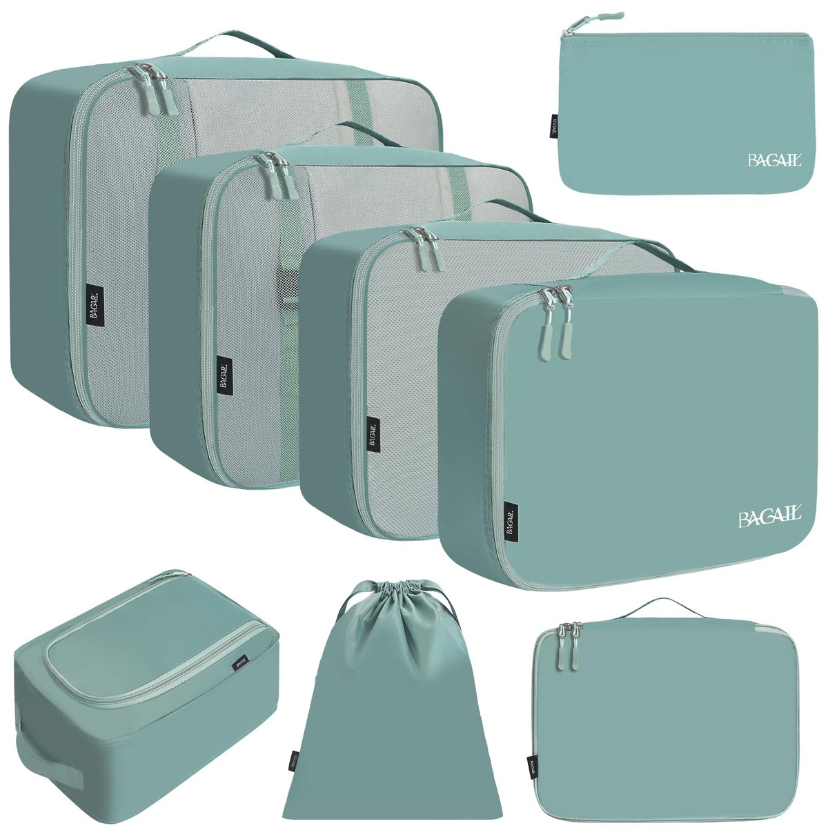 BAGAIL 8 Set Packing Cubes Luggage Packing Organizers for Travel Accessories-Jet Black