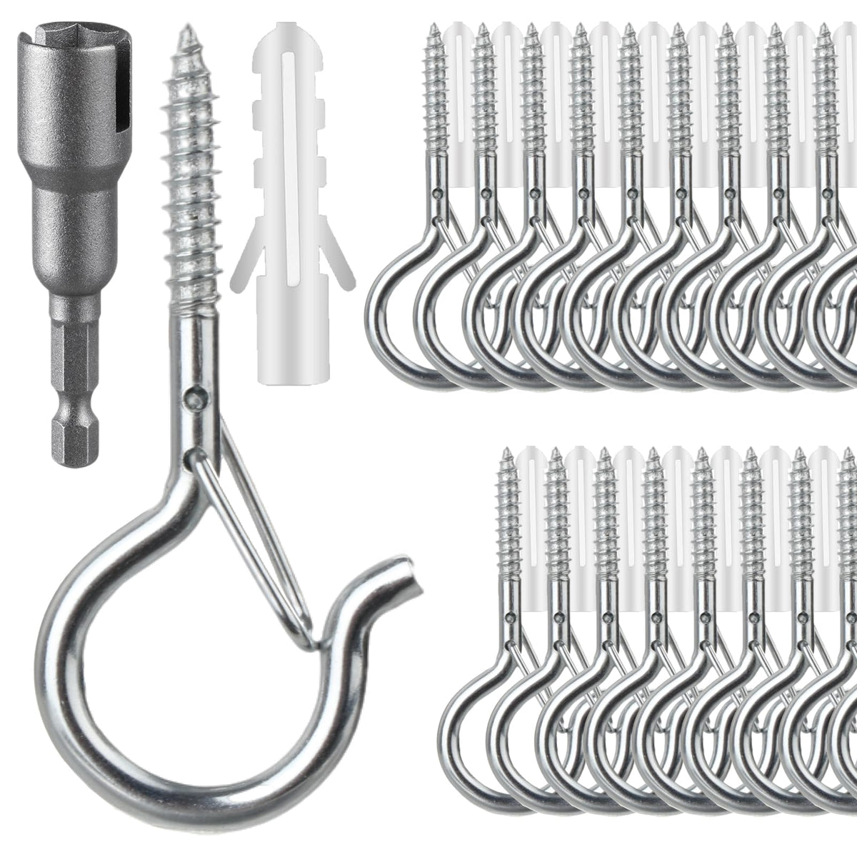 25 PCS Screw Hooks for Outdoor String Lights, Q Hangers String Light Hooks