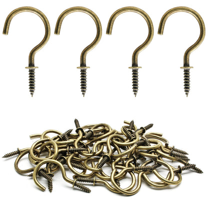 Biaungdo 1/2" Ceiling Cup Hooks, Gold, 100 Pcs