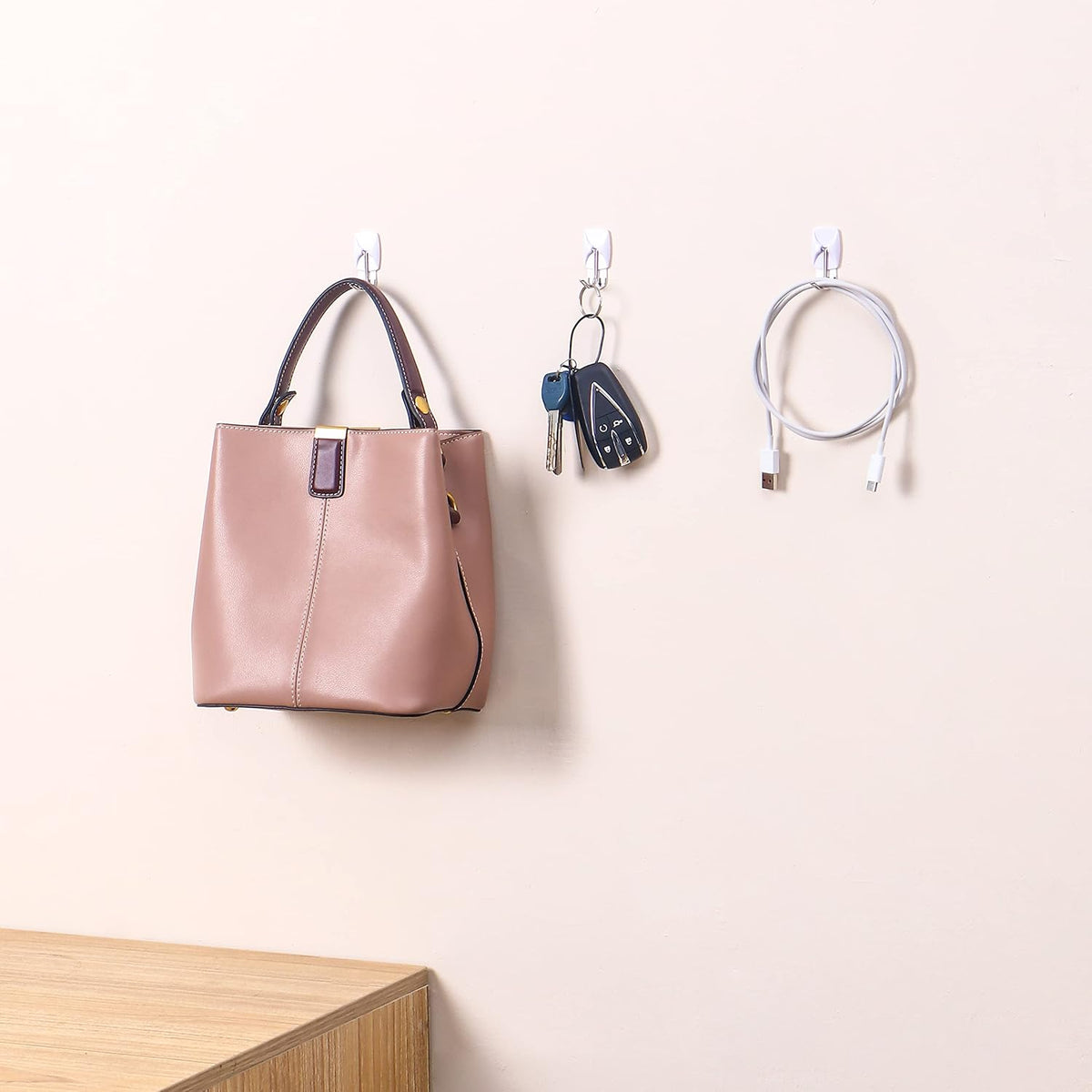 MOVELYST White Wall Hooks for Hanging, 32 Hooks+40 Strips, Value Pack (S)