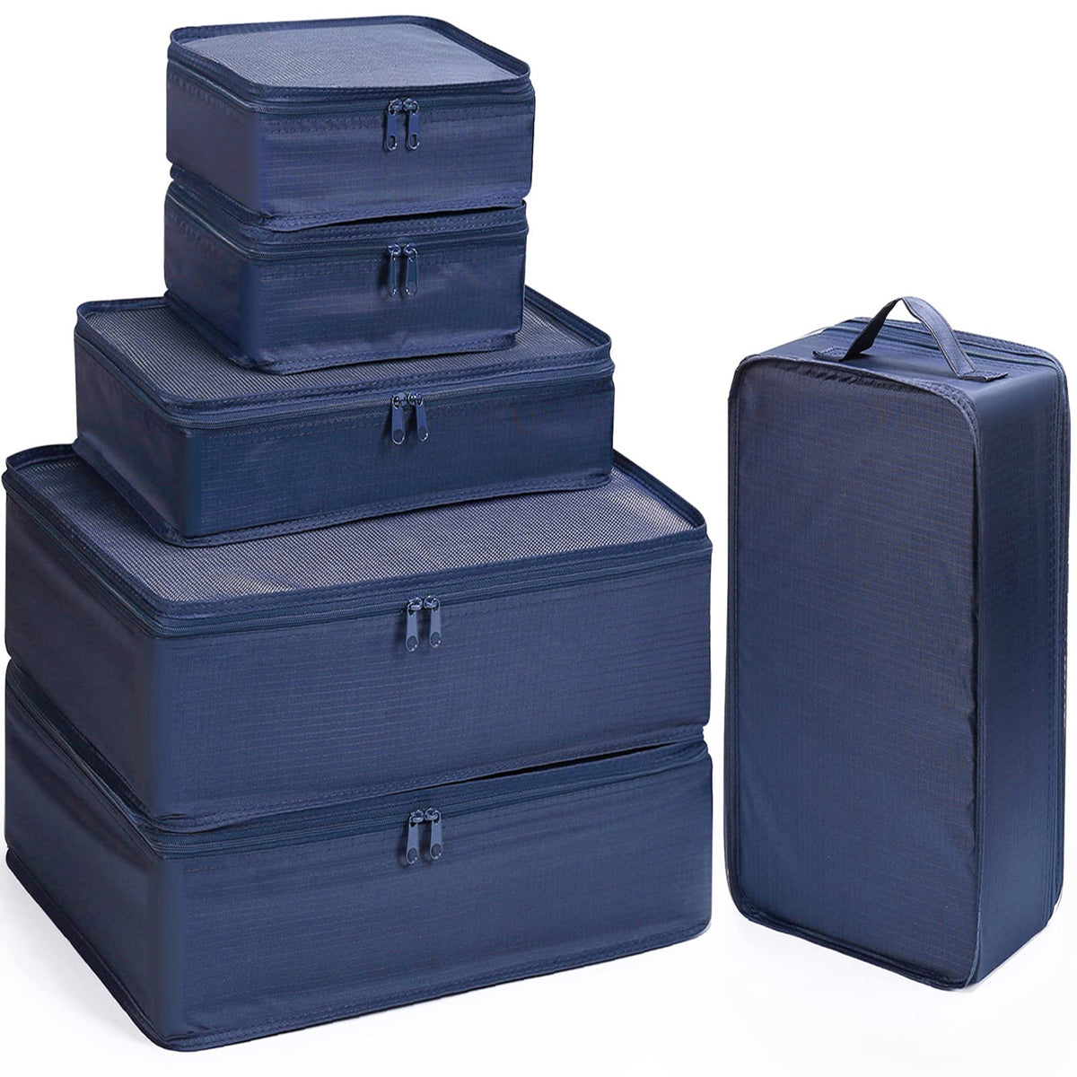 Mossio 6 Set Packing Cubes with Shoe Bag - Lightweight Travel Luggage Suitcase Organizers