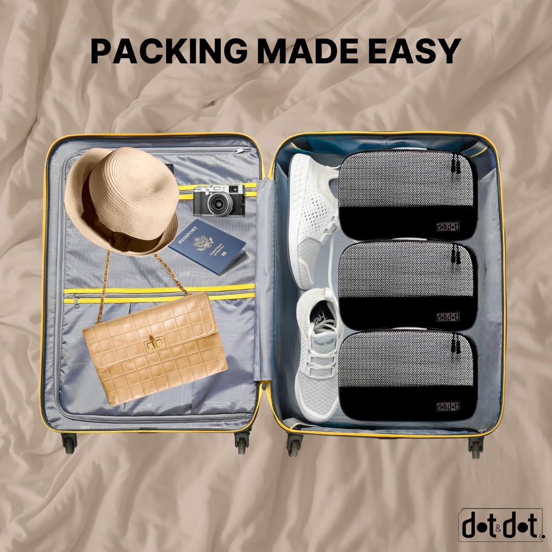 Dot&Dot 5pc Large Packing Cubes for Travel - Lightweight Luggage Organizer Bags for Suitcases (Non-Compression)