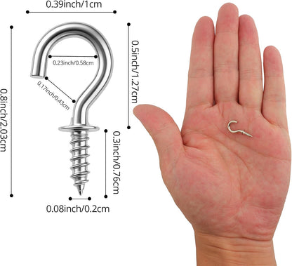 Senkary 120 Pieces 1/2 Inch Small Screw in Hooks for Hanging, Steel Metal Mini Screw Hooks for Hanging Outdoor String Lights Plants Ceiling Cup Picture Jewelry Ornaments (Silver)