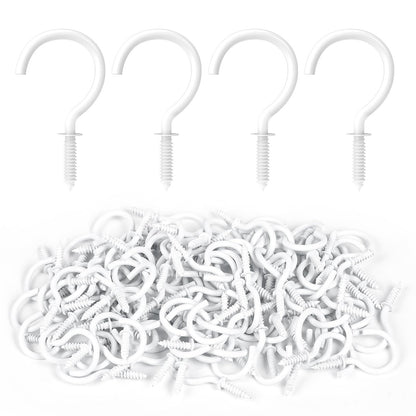 RELBRO Screw Hooks, 1 Inch Metal Screw in Cup Hooks, Black, 100 Pcs