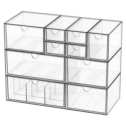 Clear 5-Drawer Stackable Desk Organizer Storage Set