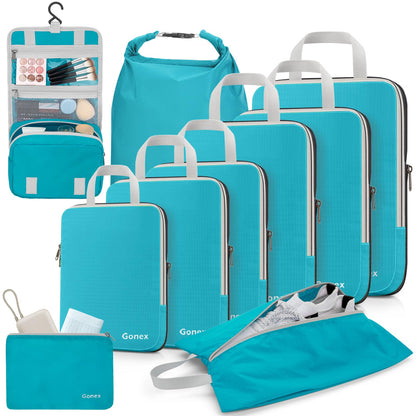 Gonex Compression Packing Cubes, 4-Piece Expandable Travel Organizers