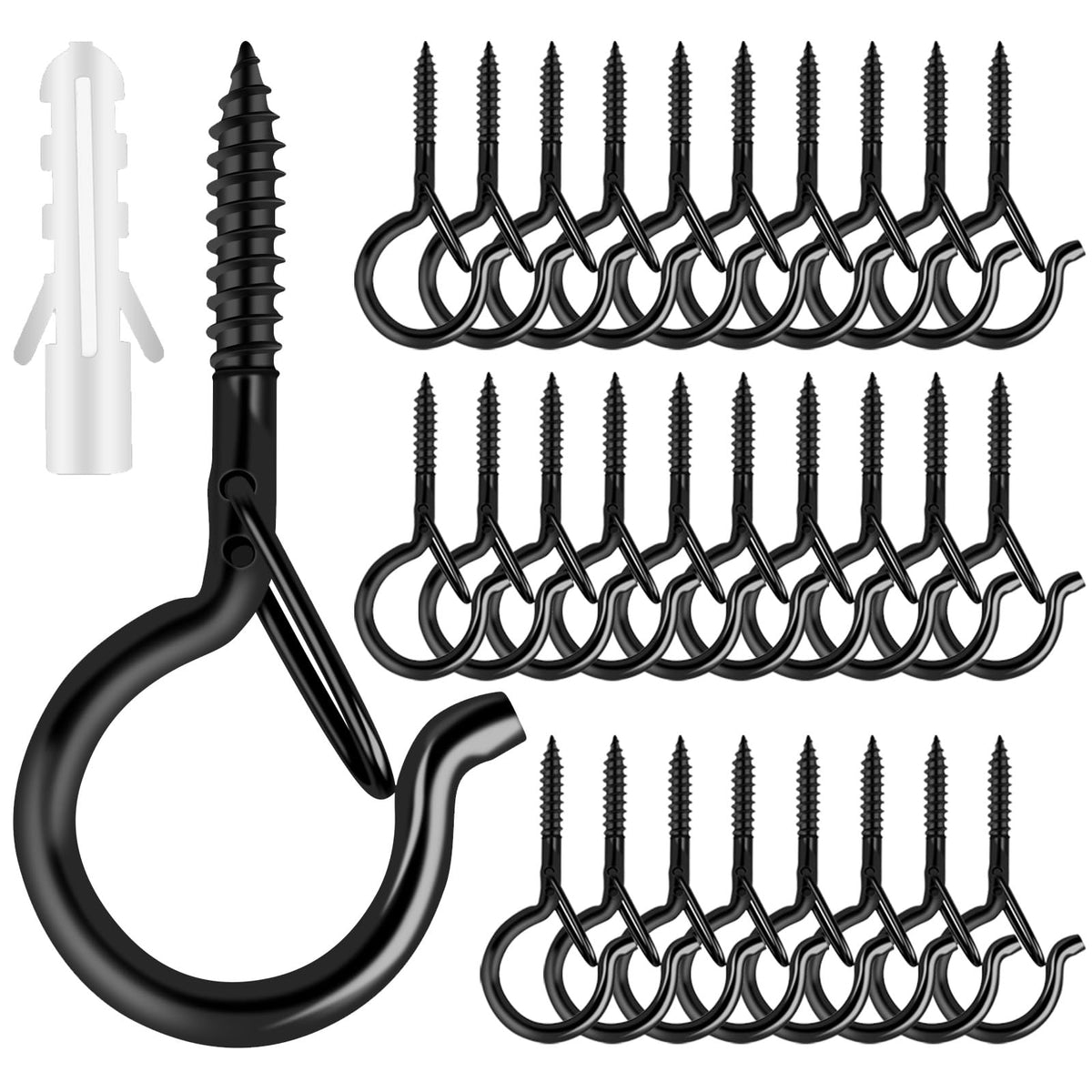 25 PCS Screw Hooks for Outdoor String Lights, Q Hangers String Light Hooks