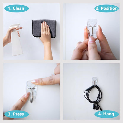 MOVELYST White Wall Hooks for Hanging, 32 Hooks+40 Strips, Value Pack (S)