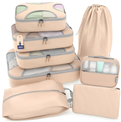 Shacke 5 Set Packing Cubes for Travel with Laundry Bag (Pure Black)