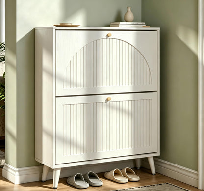 Fsbecl Shoe Storage Cabinet for Entryway with 2 Flip Drawers, Navy Blue