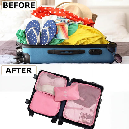 LANSKLBD 6/8 Set Packing Cubes for Suitcases Travel Luggage Packing Organizers,Travel Accessories Essentials Luggage Organizer with Shoe/Tioletry/Laundry Bag (Pink, 6 set)