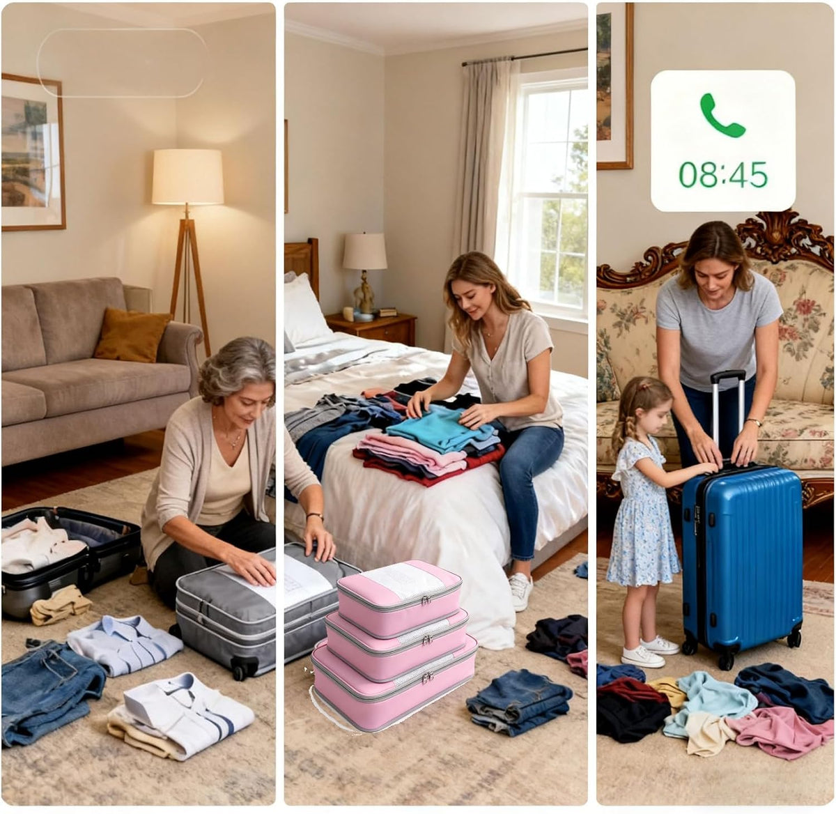 Packing Cubes for Travel - Luggage Organizer Bags for 24" Suitcase Clothes Accessories Storage Travel Organizer Cubes for Luggage 1/2X1PACK+1/4X2PACK