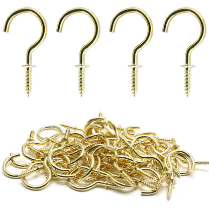 Biaungdo 1/2" Ceiling Cup Hooks, Gold, 100 Pcs
