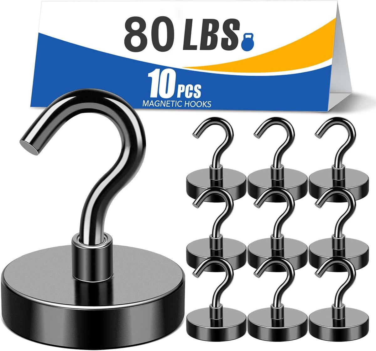 MIKEDE 80LBS Magnetic Hooks, Strong Cruise Cabin Ship Essentials Black
