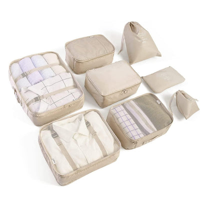 LANSKLBD 6/8 Set Packing Cubes for Suitcases Travel Luggage Packing Organizers,Travel Accessories Essentials Luggage Organizer with Shoe/Tioletry/Laundry Bag (Dark Blue, 8 set)