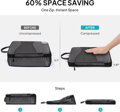 TOPEAST Compression Packing Cubes 4 Set Suitcase Organizer Bags for Travel