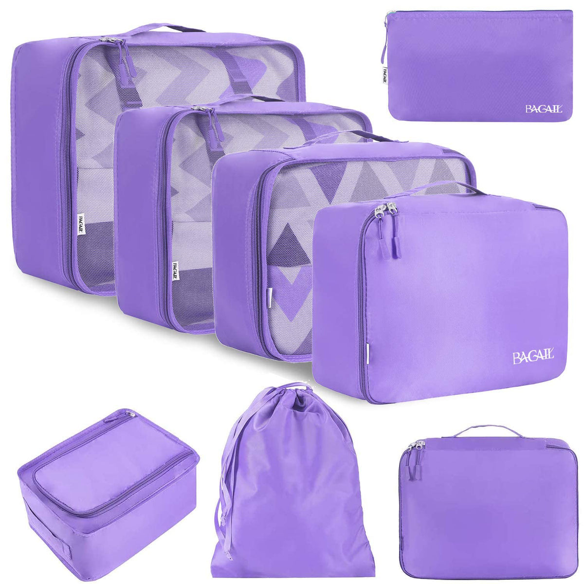 BAGAIL 8 Set Packing Cubes Luggage Packing Organizers for Travel Accessories-Blush Pink