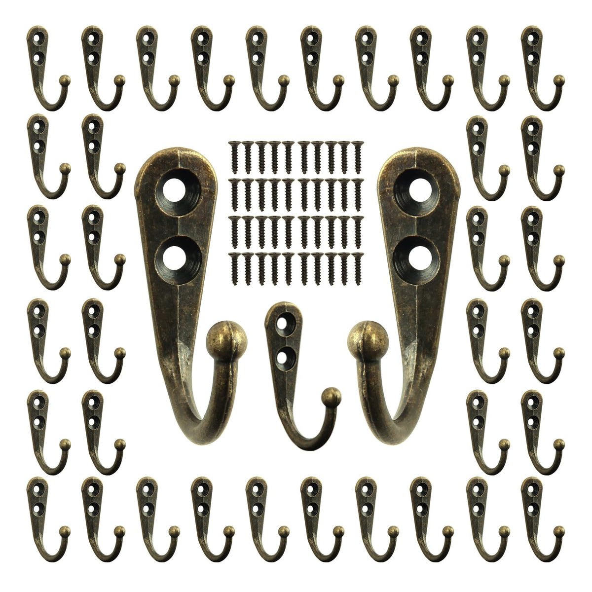 POZEAN Wall Hooks for Hanging, 40 Pack Black Small Coat Hooks with 80 Screws, Heavy Duty Single Prong Wall Hooks for Keys, Cups,Towels,Bag and More