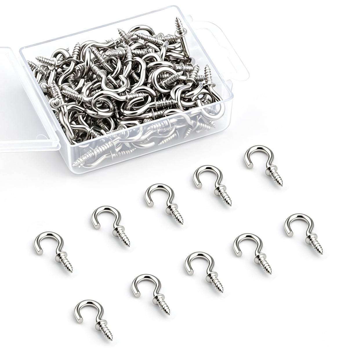 Senkary 120 Pieces 1/2 Inch Small Screw in Hooks for Hanging, Steel Metal Mini Screw Hooks for Hanging Outdoor String Lights Plants Ceiling Cup Picture Jewelry Ornaments (Silver)