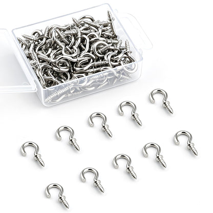 Senkary 120 Pieces 1/2 Inch Small Screw in Hooks for Hanging, Steel Metal Mini Screw Hooks for Hanging Outdoor String Lights Plants Ceiling Cup Picture Jewelry Ornaments (Silver)