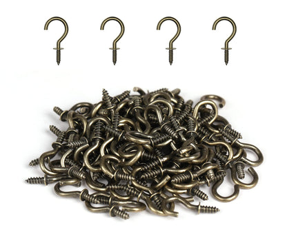 RELBRO Small Screw Hooks, 1/2 Inch Metal Screw in Hooks, Black, 100 Pcs