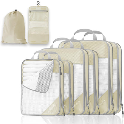 NICOSHOW 6 Set Compression Packing Cubes for Travel - Compressible, Lightweight, and Space-Saving Packing Cubes, Travel Essentials for Women, Grey