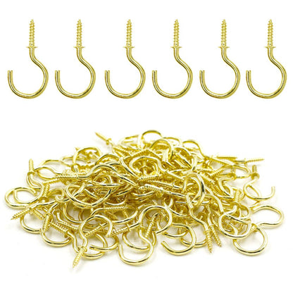 Biaungdo 1/2" Ceiling Cup Hooks, Gold, 100 Pcs