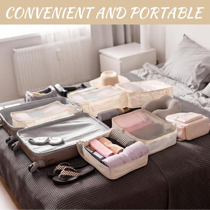 Silkfly 8 Pcs XL Packing Cube for Travel Luggage,Simple,Beige