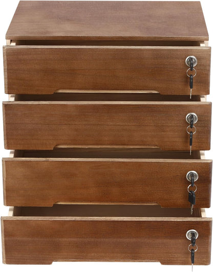 Wooden Desktop File Cabinet, 4-Drawer Lockable Storage Organizer