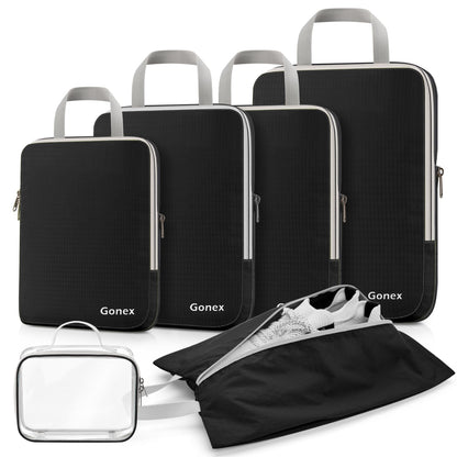Gonex Compression Packing Cubes, 4-Piece Expandable Travel Organizers