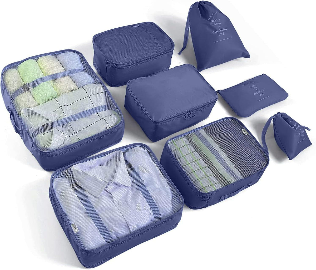LANSKLBD 6/8 Set Packing Cubes for Suitcases Travel Luggage Packing Organizers,Travel Accessories Essentials Luggage Organizer with Shoe/Tioletry/Laundry Bag (Pink, 6 set)