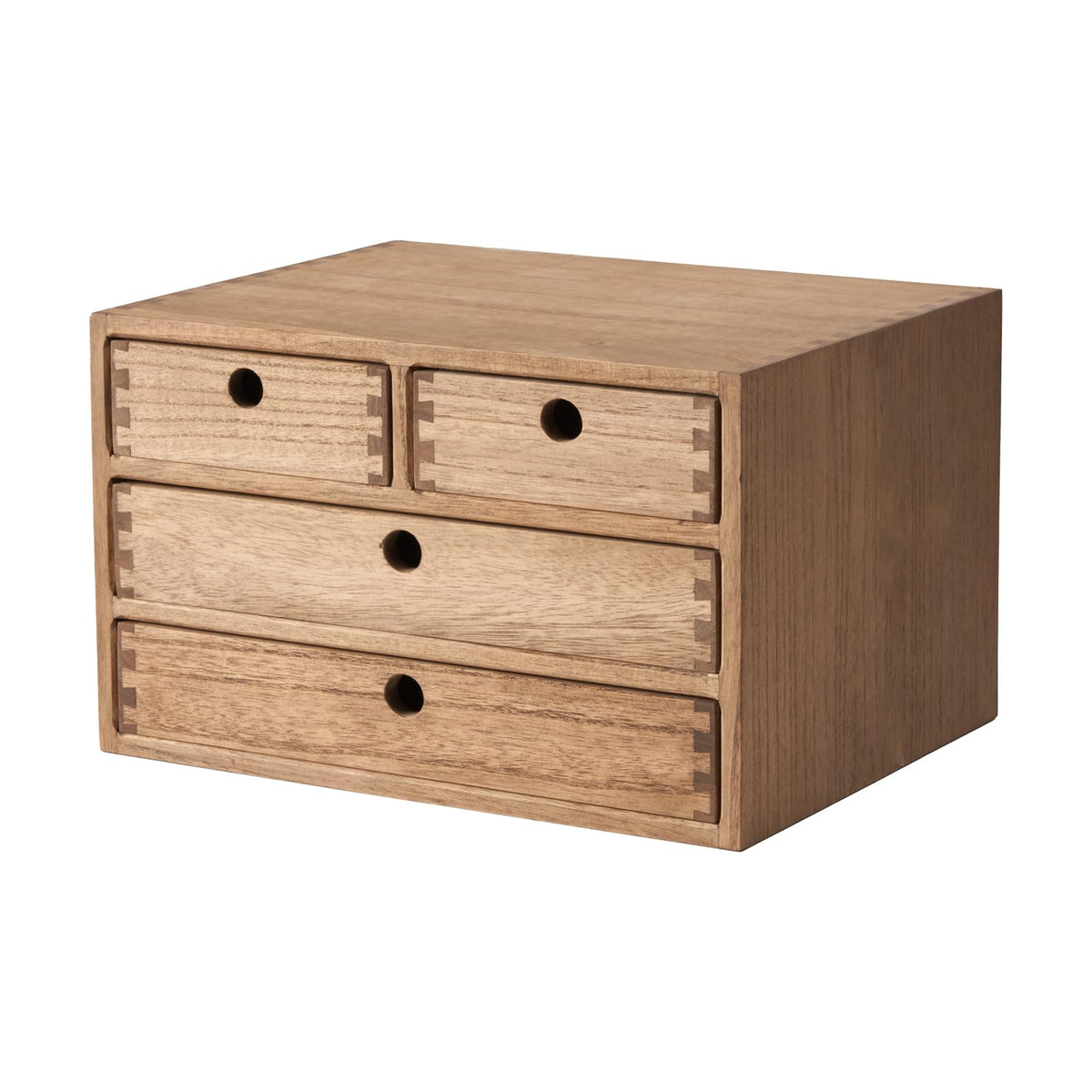 KIRIGEN Solid Wood Desk Organizer with 2 Drawers, Desktop Storage, Brown