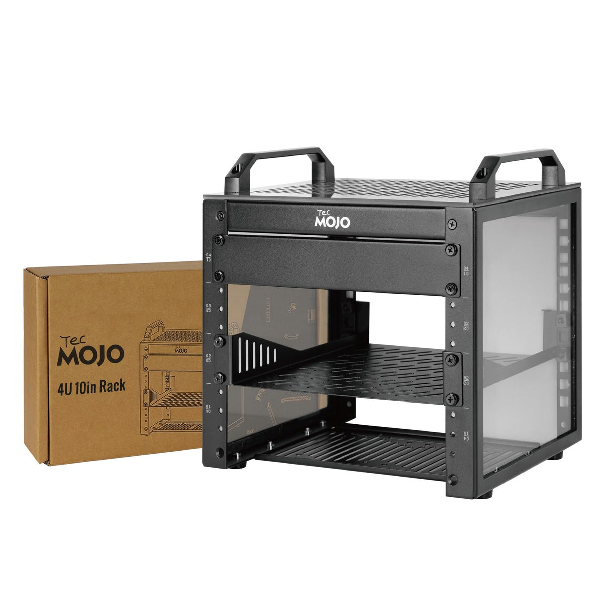Tecmojo 6U Network Rack, 10 inch Mini Server Rack with 2 Side Translucent Panels & 2 Top Handles, 7.87 inch Deep, for 10 inch IT Equipment & A/V Devices, White