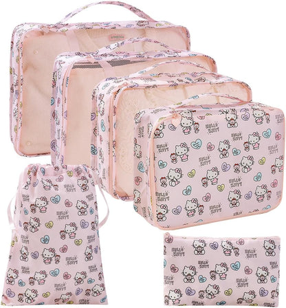 AmBealla 6 Set Travel Organizer,Packing Cubes for Travel Luggage Organizer Bags,Waterproof Pink Twill,Cute Packing Organizers for Business/Vacation,Women's Clothes Storage