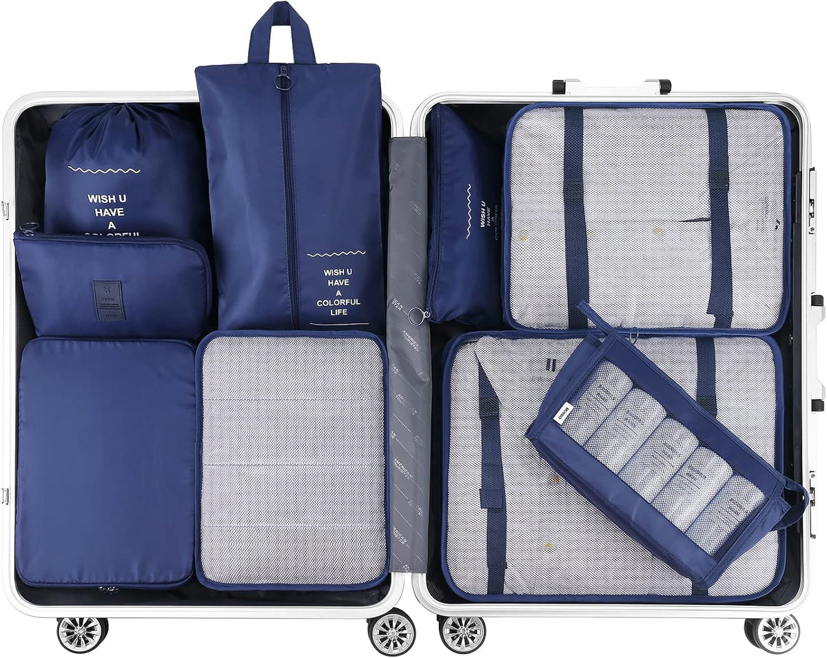 Mossio 9 Set Packing Cubes with Shoe Bag & Electronics Bag - Luggage Organizers Suitcase Travel Accessories