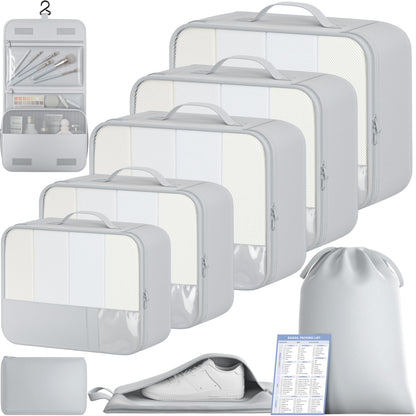 BAGAIL 9 Set Packing Cubes with Packing List Luggage Packing Organizers for Travel Accessories (Black)