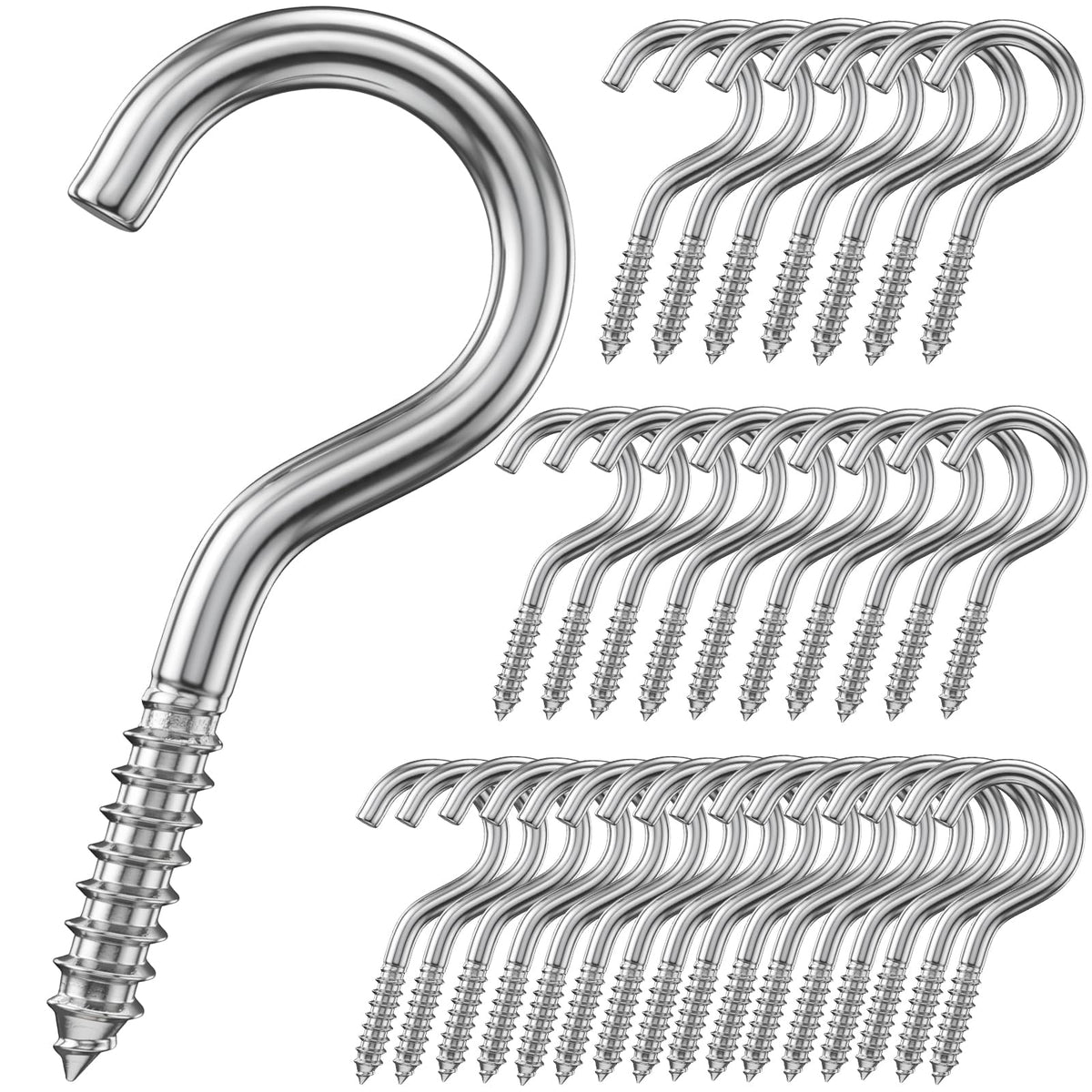 50 Pack 1 Inch Eye Bolts M2 Screw in Hooks,304 Stainless Steel Screw-in Hooks，Metal Ceiling Hooks，for Hanging Plants, Yoga, Lighting fixtures, Indoor and Outdoor use (50, M2-1inch)