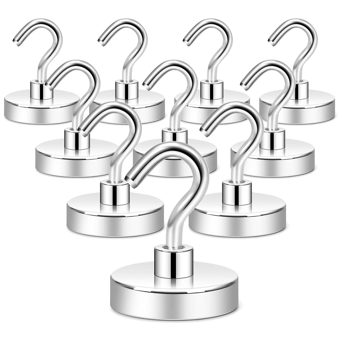Neosmuk Magnetic Hooks, 30lb Heavy Duty, Silver, 10 Pack