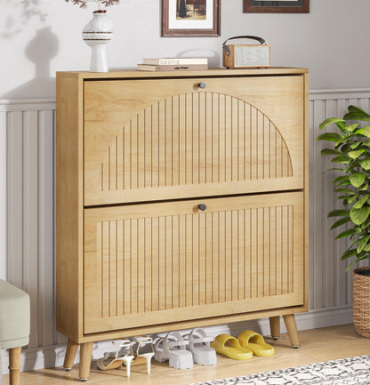 Fsbecl Shoe Storage Cabinet for Entryway with 2 Flip Drawers, Navy Blue
