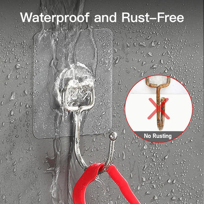 Large Adhesive Wall Hooks Heavy Duty for Hanging 44LB 10pcs Clear No Drill