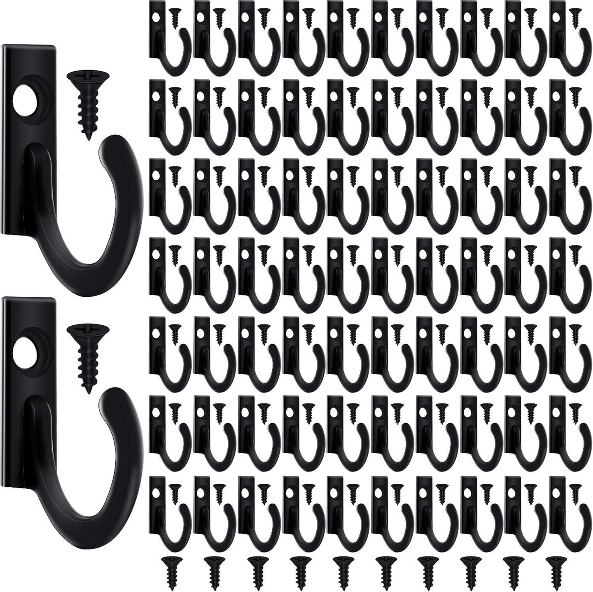 Zhehao 100 Pieces Key Hooks Jewelry Small Hook Key, Black, 100 Pieces