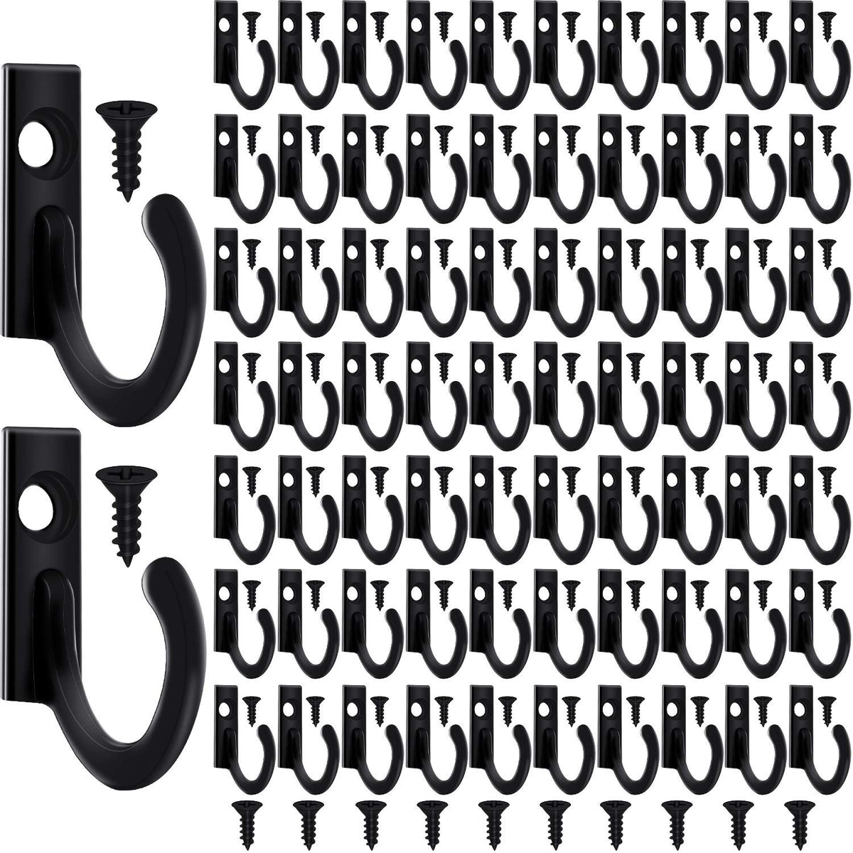 Zhehao 100 Pieces Key Hooks Jewelry Small Hook Key, Black, 100 Pieces