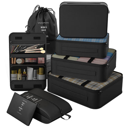 8 Set Packing Cubes for Travel, Suitcase Organizer Bags for Luggage (Cream)